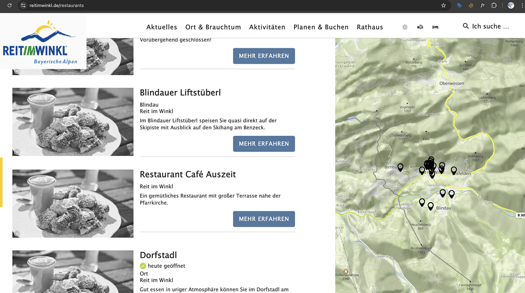 Aufnahme Restaurants in Reit im Winkl Oktober 2025 © RiW. WiR. Gemeinsam